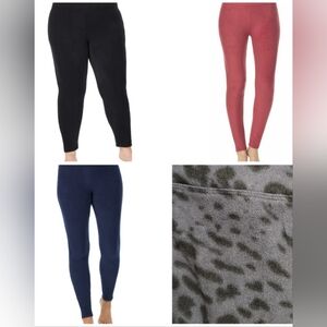 1 New CUDDL DUDS Fleecewear Pants w/ stretch Smoke Leopard Blue Black Plus Size
